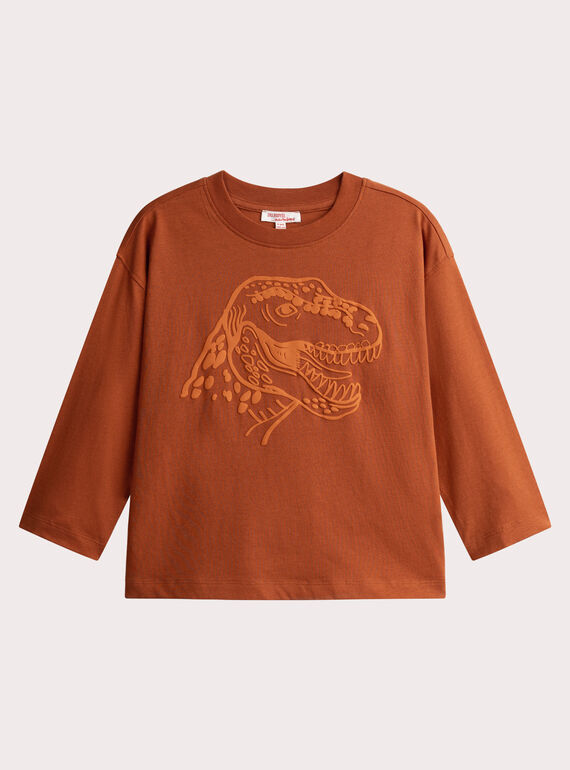 T-shirt orange animation dino pour garçon VOJOTI3 / 24W902I2TMLF519