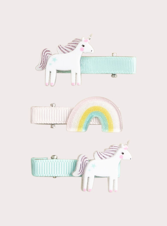 Lot de 3 barrettes licornes et arc-en-ciel pour fille  VYAJOCLIC4 / 24WI01L9BRTC208