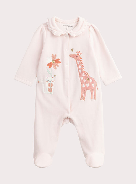 Grenouillère rose pale à animation animale pour bébé fille VEFIGREGIR / 24WH1371GRE301