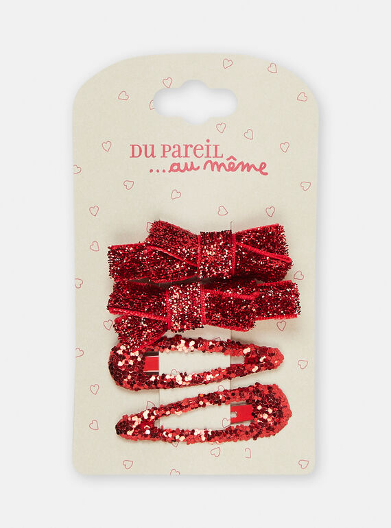 Lot de 4 barrettes rouge brillantes pour fille SYAJOCLIP9 / 23WI01S2BRTF529