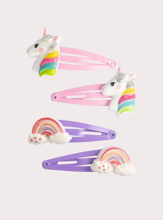 Lot de 4 barrettes licornes et arc-en-ciel pour fille  VYAJOCLIP5 / 24WI01LBBRT099