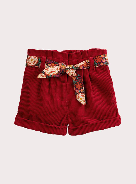 Short en velours rouge pour bébé fille VIKOSHO / 24WG0931SHO511