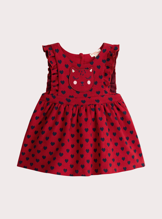 Robe rouge à imprimé cœur pour bébé fille VIKOROB2 / 24WG0931ROB511