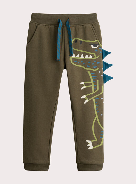 Jogging kaki animation dinosaure pour garçon VOKLIJOG / 24W90241JGB609