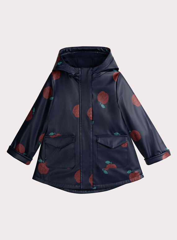 Imperméable marine imprimé pomme rouge pour fille VACIRIMPER / 24W901E1IMP070