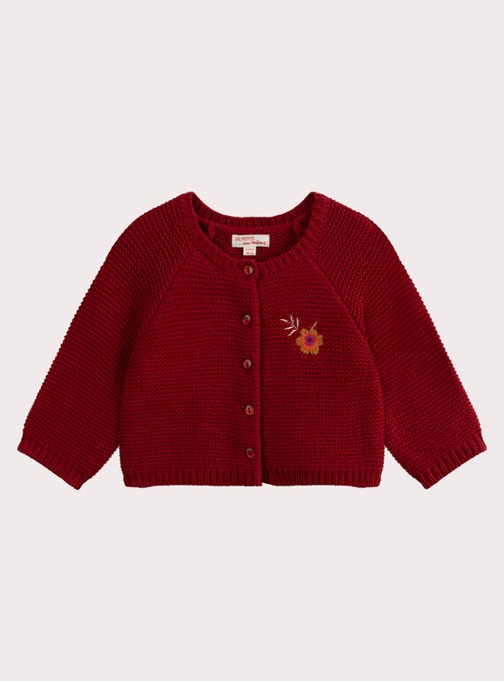 Cardigan rouge en tricot pour bébé fille VIKOCAR1 / 24WG0932CAR511