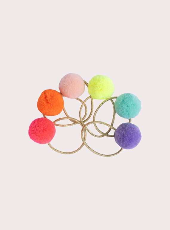 Lot de 6 élastiques à pompons multicolores pour fille  VYAJOELA8 / 24WI01L8ELAK008